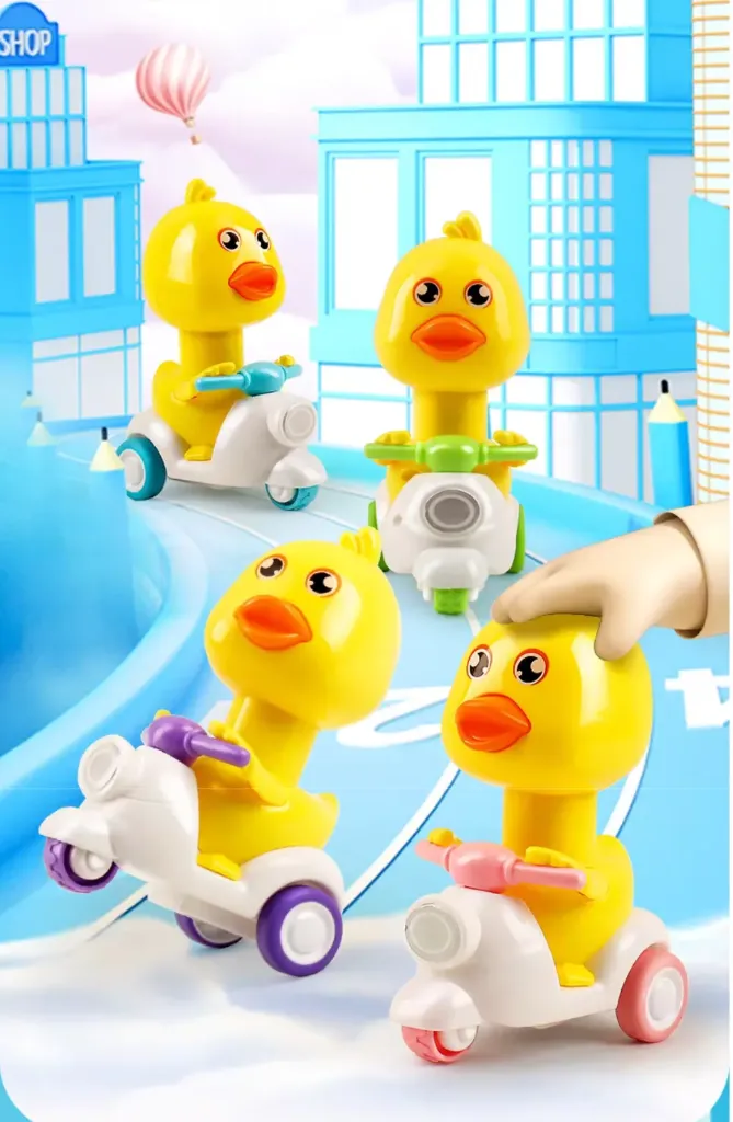 Kids press-and-go duck motorcycle toy